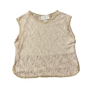 Magnet Art Lynn Yang Womens/Teen Lace Gold Sheer Top Size Medium Vintage